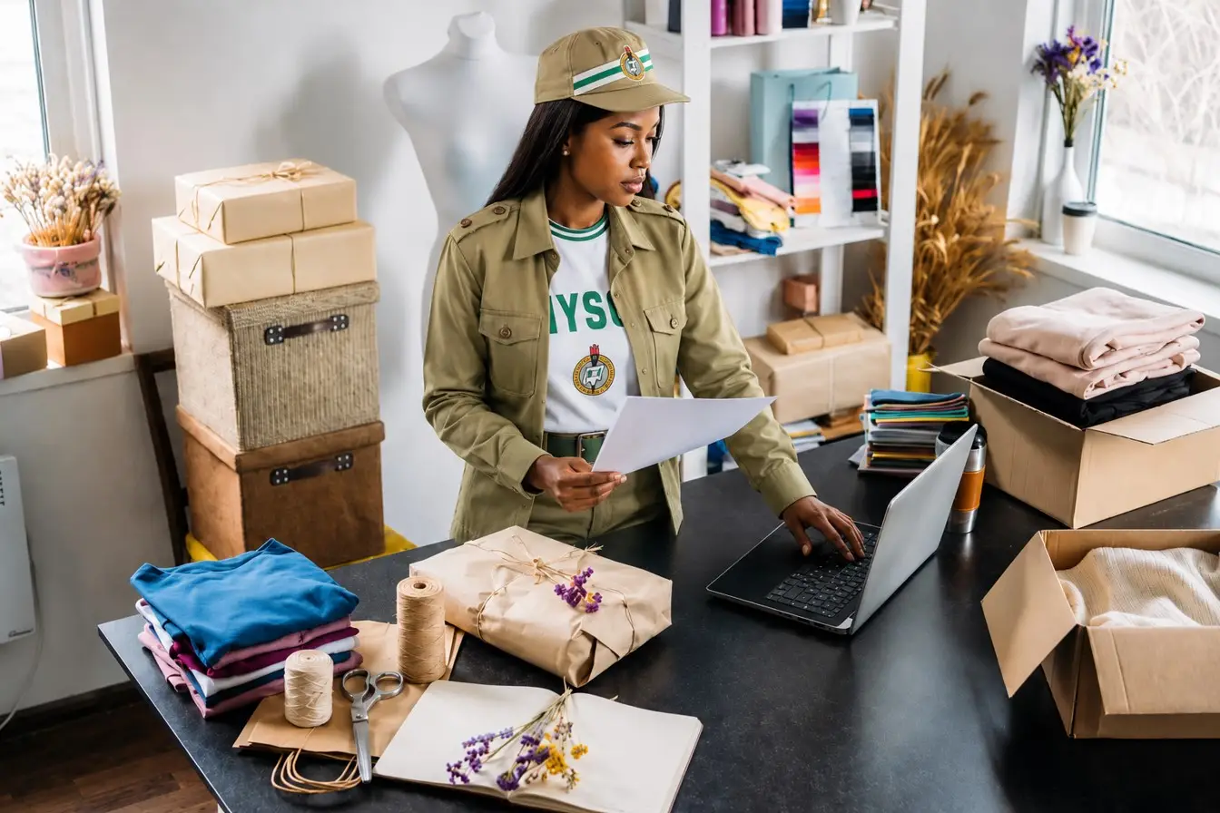 Small business owner using a laptop for online business