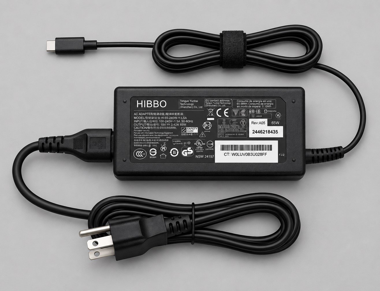 65W USB-C laptop charger for Dell HP Lenovo and MacBook